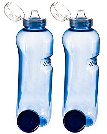 Greiner 2 bottiglie da 0,75 l in Tritan con 2 coperchi per bere Flip Top (coperchio sportivo)