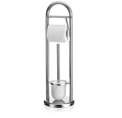 WC Garnitur Toilettenpapierhalter Egon Bürstengarnitur freistehend Metall Papierrollenhalter WC Rollenhalter inkl. WC Bürste