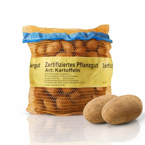 Samenshop24® Pflanzkartoffeln Sorte: Linda, Inhalt: 5kg (ca. 70 Stück), Premium Saatkartoffeln, Zertifiziertes Pflanzgut, das Original vom Fachmann