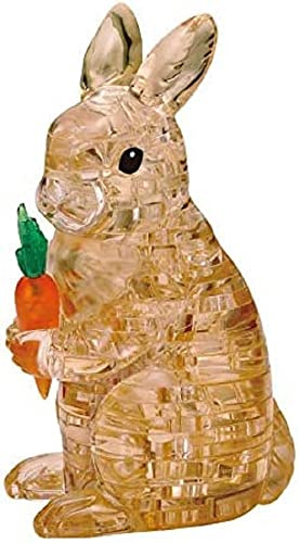 Puzzle en Cristal - 3D Lapin Marron - Design Transparent - 41 pièces - Kit de Construction pour Enfants et Adultes HCM Kinzel