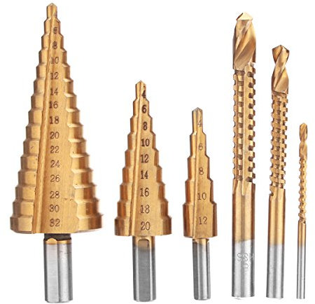 TuToy 6Pcs Hss Cone Reduced Shank Bohrer Set Stufenbohrer Mit Saw Drills Set