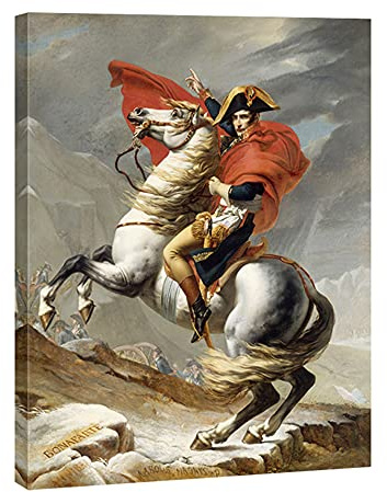 Wieco Art Napoléon traversant les Alpes de Jacques-Louis David - Reproduction de peintures à l'huile abstraites HD - Décoration murale classique pour la maison et le bureau