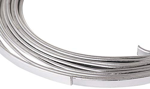 Cheris Flacher Aluminiumdraht, silberfarben, biegbarer Metalldraht, Basteldraht für Schmuckherstellung, Modellierung, Edelsteinumwicklung, 3mm Width, 6.56FT x 5 Rolls