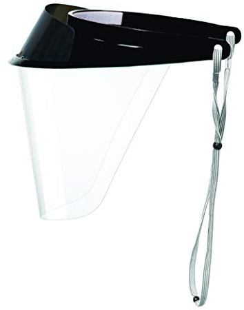 Pac-Dent iVisor Plus Reusable Face Shield Kit, Full Face Protective Shield with Anti-Fog Coating and Cinch Cord, Adjustable to Comfortably Fit All Head Sizes, Satin Black