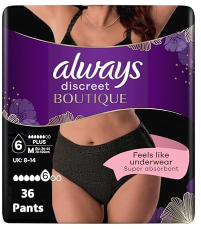 Always Discreet 4er Pack (4 x 9 Höschen) für Blasenschwäche und Inkontinenz, Gr.M - schwarz