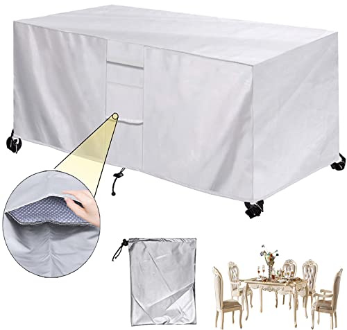 BTCCL Housse Salon De Jardin Rectangulaire, Patio Housse De Meuble Oxford Carré avec ÉVents, Vent ÉTanche PoussièRe, pour Table Chaise Meubles-Silver||90x90x40cm(35x35x16in)