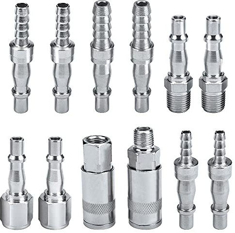 Paquete Profiwoab de 12 acopladores de aire comprimido 1/4 BSP conector rápido accesorios de compresor de manguera de aire acopladores macho hembra macho para mangueras de 6 8 10mm