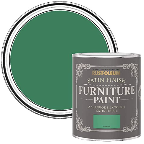 Rust-Oleum Green Furniture & Skirting Board Paint in Satin Finish - Emerald Green Satin 750ml