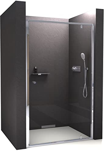 BERNSTEIN Nicho de ducha con puerta giratoria NT604 Flex Puerta de nicho de ducha giratoria 100x195cm con perfiles cromados Ducha de cristal de seguridad templado de 6 mm con revestimiento NANO