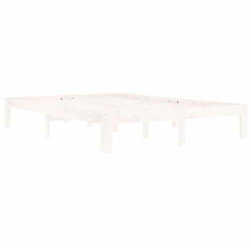 vidaXL Massivholzbett Bettgestell mit Lattenrost Bett Holzbett Bettrahmen Doppelbett Schlafzimmerbett Schlafzimmermöbel Weiß Kiefer 140x200cm