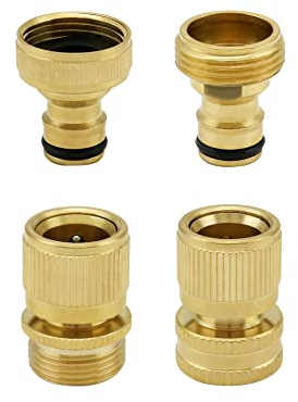 QWORK® Tubo da Giardino Attacco rapido 3/4 di Pollice connettore per Tubo in Ottone Filettatura Maschio e Femmina (2 Set)