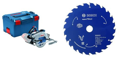 Bosch Professional Akku Handkreissäge GKS 18V-68 GC (Führungsschienen kompatibel, ohne Akkus und Ladegerät, in L-BOXX 238) + Kreissägeblatt Expert for Wood (Holz, 190 x 30 x 1,5 mm, 48 Zähne, Zubehör)