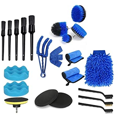TMPTY Auto-Staubbürsten-Set, kratzfreie Bohrer-Staubbürste, Klimaanlagen-Detaillierungsbürste, Schwamm, Handtuch, Auto-Staubtuch, Innen- und Außen-Staubwerkzeuge (Farbe : 22 pcs)