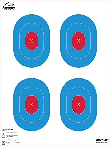 Ascentor Proficient Shooting Target - 4 Zone - Large Size 18 x 24 - Pack of 25 - Blue