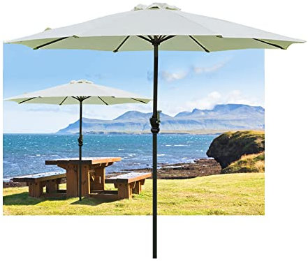 whalebee Sonnen Terrassenschirm Mit Schwenkbar Handkurbel, Faltbarer Sonnenschutz Sonnenschirm Für Jagd Angeln Camping Reise, 2.7m Gartenschirm UV-Schutz Wasserabweisend, Winddicht Stabil