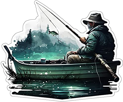 Samunshi Angler im Boot Aufkleber Autoaufkleber für Motorrad Fahrrad Roller oder Auto Sticker Fahrrad MTB Mountainbike Rennrad Angeln Fischen Fisch (10x8cm Angler im Boot)