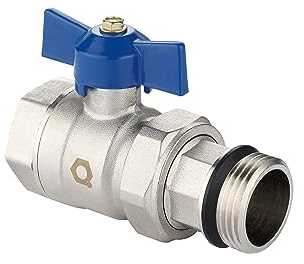 zencQ Kugelhahn 1 Zoll selbstdichtend mit Flügelgriff Blau – Kugelventil für Heizkreisverteiler Rücklauf & Wasser – Absperrhahn mit Innengewinde & Außengewinde (1) – Messing – PN16