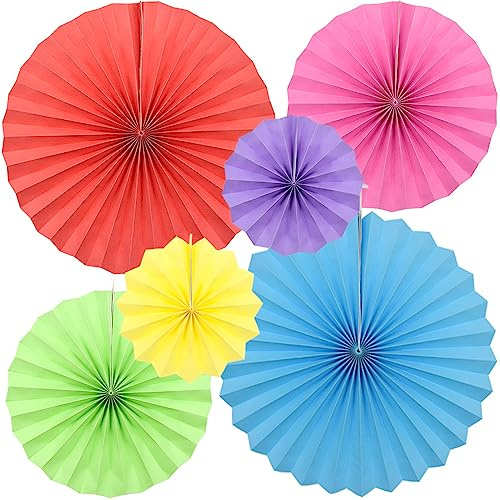 CEEYSEE 6 Pezzi Ventagli di Carta 20/30/40cm Decorazione di Festa Rotondi Fiori dei Ventagli di Carta Ghirlande di Carta Decorazioni da Appendere per Feste, Giardini e Compleanni(ZCIS)