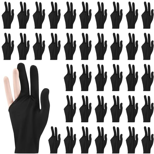 CosyCaya 50 Stück Billard Handschuhe - Universelle 3 Finger Queue Handschuhe für den Sport, atmungsaktiv und rutschfest
