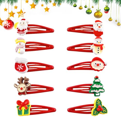 CHENYU 20 Stück Weihnachten Haarschmuck Set 5.5 cm Weihnachten Haarspangen mit Verschiedenen Elementen Wiederverwendbar Weihnachts Haarspangen für Kinder Geschenke für Freunde Und Kinder