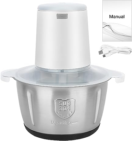 CUSROS Mini Food Processor Vegetable Chopper, 2L Large Capacity Garlic Chopper, Electric Meat Sausage Grinder Mincer, 4-blaze Food Shredder Kitchen Mincer Blender for Veggies, Ginger, Pepper