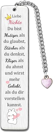 Nichte Lesezeichen Weihnachten Geburtstag Geschenk Ermutigen Frauen Teenager Abschluss Inspirierend Zurück Zur Schule Geschenk Schätzen Gehen Zur Universität Andenken Herz Charm