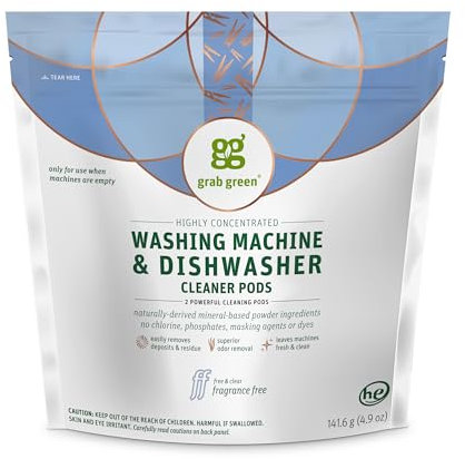 Grab Green Cápsulas limpiadoras para lavadora, sin fragancia (2 cápsulas)