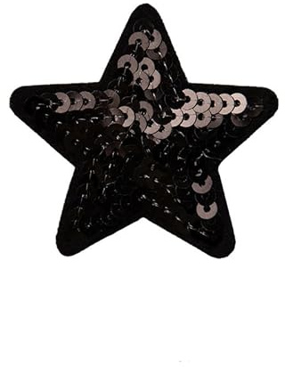 SYSUII 10PCS Bestickte Patches zum Aufbügeln Glitzer Pailletten Fünfzackiger Stern Bestickte Aufnäher zum Aufnähen Bügelflicken Patches Applikation für Hut,Jeans,Jacken Rucksäcke,DIY-Zubehör-Schwarz