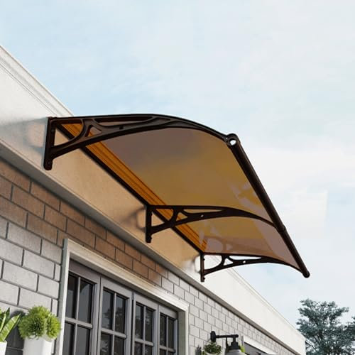 Auvent de Véranda Extérieur, Auvent de Fenêtre Arch Design, Auvent de Porte et Fenêtres Incurvé avec Évier, Marquise de Porte d'Entrée de Protection UV Contre La Neige ( Color : Brown , Size : 100*340