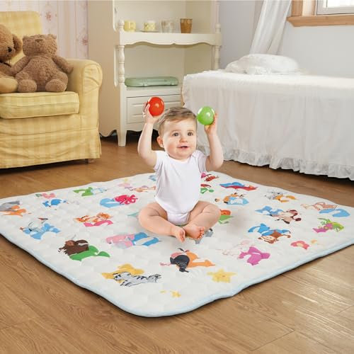 Onous Baby Krabbelmatte, Faltbare Baby Spielmatte 127x127cm, Rutschfest & Schadstofffrei, Spielmatte Baby Outdoor Krabbeldecke, Maschinenwaschbar, Weiche Kinder Spielmatte für Drinnen Draußen
