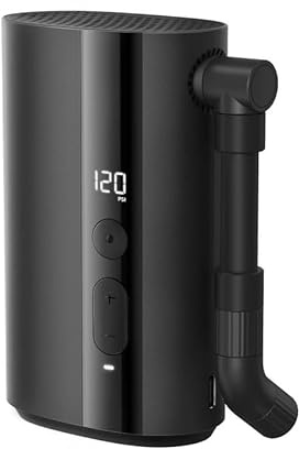 RIDENOW - Mini Bomba de Aire Eléctrica Portátil 150Psi Pantalla Digital, Apagado Automático, Recargable 5000mAH, Universal, Presta y Schrader Rápido Neumáticos Bicicleta, Motocicleta, Automóvil…