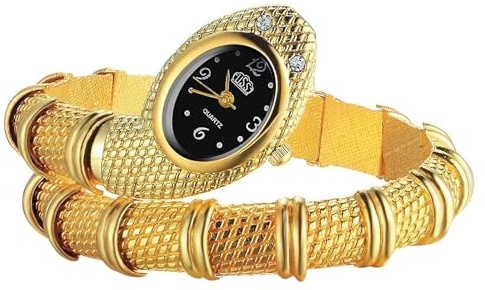JewelryWe Damklocka, orm legering, klocka, damer, analog kvartsur, chunky flexibel, böjbart ormarmband, omlottarmband, klocka, skiktad, lindad ormklocka för kvinnor, flickor