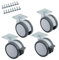 SOTECH set di 4 rotelle per mobili Hamm Ø 63 mm altezza 74,5 mm, bianco/grigio, portata 35 kg (2x rotelle girevoli, 2x rotelle girevoli con freno), piastra avvitabile 47 x 47 mm