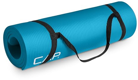 CAP Barbell Yoga Mat 1/2 Thick with Carrying Strap - High Density Exercise Mat for Yoga, Pilates, Stretching, Floor & Fitness Workouts - 68''x24''x1/2 | Teal