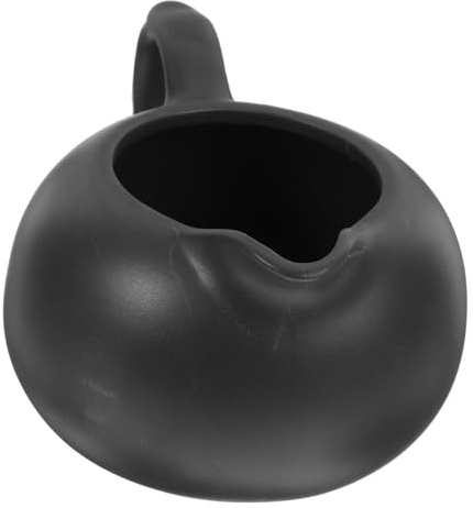 Garneck Jarra Para Leche y Café De Cerámica Negra Mediana Asa, Recipiente Para Crema, Práctica y Ligera Para Barra De Café