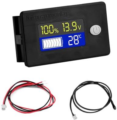 HUAZIZ Batteriekapazität Spannung Messgerät mit Alarm und Extern Temperatur Sensor -19~80℃ 12V 24V 36V 48V 60V 72V Blei Säure Batterie Lithium Batterieanzeige Meter