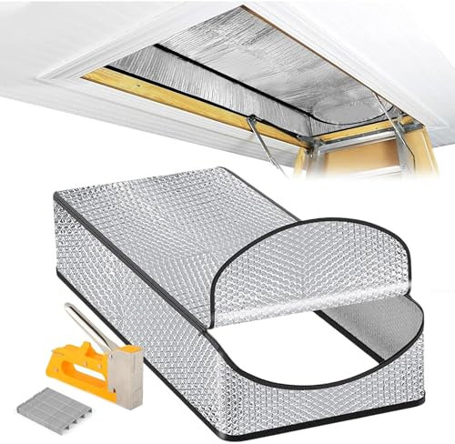 Dachbodentreppen Isolierungabdeckung, Dachboden Lukenisolierung Pull Down, Luftdicht Feuerfest Loft Leiter Zelt Isolator Abdeckung mit Reißverschluss and Installationswerkzeug(137x63x28cm)