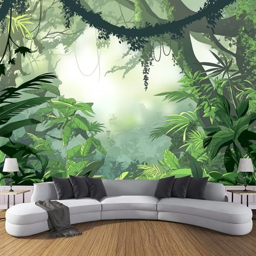 NAWVNMI Peel And Stick Wallpaper Dschungel-Dschungelranken Selbstklebender Wandaufkleber Bild Art Decor Gemälde 200x140cm Wohnzimmer Schlafzimmer Wandsticker Home Dekor Selbstklebend