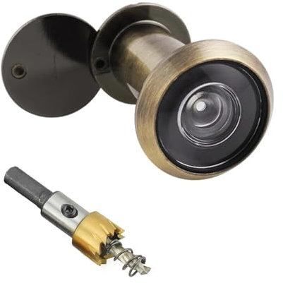 Messing Türspion mit Sichtschutz 220° Weitwinkel Optische Glaslinsen Bohrloch Durchmesser 16mm Messing Spion mit Lochbohrer mit Bohrer Einstellbare Länge Türspion für 35-60mm Dicke Türen,Bronze