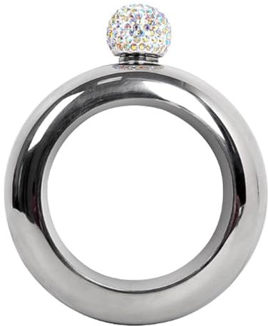 Laroal Petaca de Pulsera de 3.5 oz con Tapa de Cristal, Ideal para Bodas, Fiestas, Bares y acampadas.