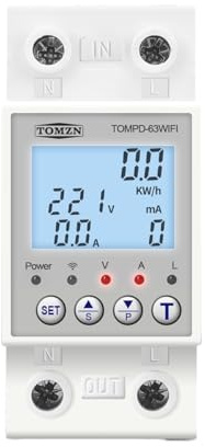 Diferencial Auto Rearmable,Diferencial Interruptor TOMPD-63 WFI de 63 A, Smartlife TUYA, disyuntor, medidor de energía, temporizador con protección contra voltaje, corriente y fugas.(With backlight)