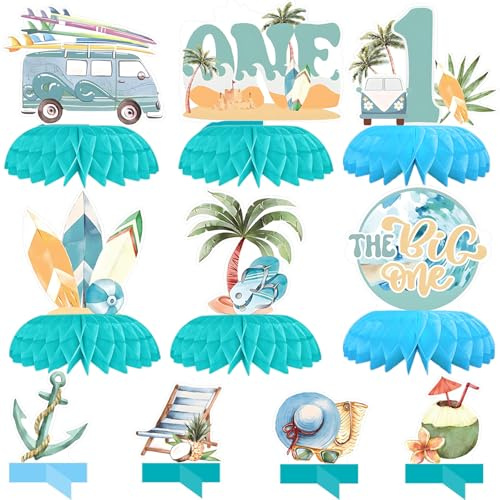 Decorazione estiva per feste, 10 pezzi, decorazione da tavolo hawaiana, a nido d'ape centrale, decorazione per compleanno, decorazione da tavolo, in noce di cocco, decorazione per la spiaggia, per