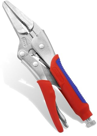 TOOLUTION 9 Inch Needle Nose Locking Pliers, CRV Material with Non-Slip TPR Grip for Automotive, Electronics & Hard-to-Reach DIY