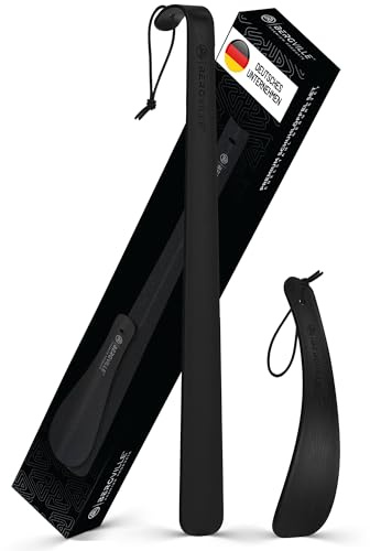 BERGVILLE®-2er Set Premium Edelstahl Schuhanzieher - extrem massiv kein Verbiegen - Schuhlöffel lang 42cm & Schuhlöffel klein 19cm - schwarz gebürstet
