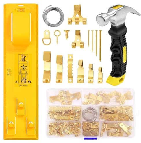 TsoLay Picture Hanging Kit, Picture Frame Hanger Tool with Level Measuring Ruler, Including 226 Pcs of Wall Hanging Kit