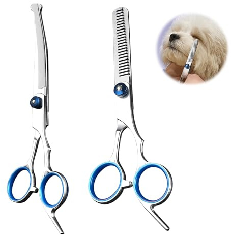 BOULESENM Hundeschere,Für Hunde, Hund und Katze Sicherheit Runde Spitze Grooming Schere,Hundeschere gebogen,Schere Hundehaare Schneiden,Scheren Set Für Hunde