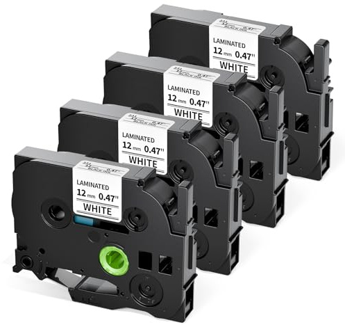 Upwinning Tze 231 Kompatible mit Brother Tape Cassette 12mm White, 4 Pack | Kompatibel mit Brother P touch Schriftband 12mm für Brother Beschriftungsgerät PT-H110 H100LB/R H105 E100/VP D200/VP D210/VP