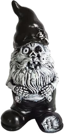 MonyPlay Black Gnome Figurine Halloween Ornament Spooky Garden Gnome Resin Statue for Outdoor Lawn and Courtyard Home Décor (Black B, 10 * 4cm / 3.9 * 1.5inch)