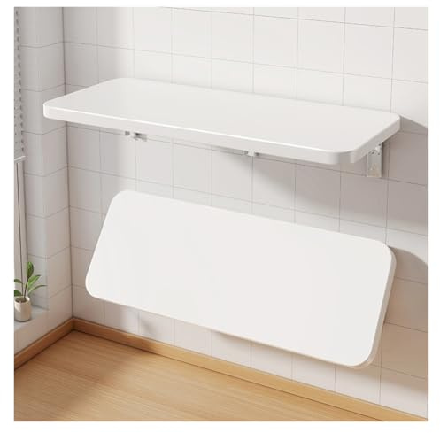 Wandmontierter Klapptisch, platzsparender Arbeitstisch für Küche und Wäsche, zusammenklappbarer Bastelstation, Nähtisch, modernes weißes Design (80 x 40 cm)