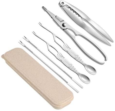 EPIGEIST Pinzas para Cangrejos y Langostas Juego de Herramientas de Acero Inoxidable con Mango Ergonómico y Estuche Cómodas para Marisco para Uso Doméstico